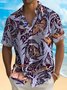 Royaura® Tropical Floral Men's Hawaiian Shirt Animal Wolf Art Easy Care Pocket Camp Shirt Big Tall
