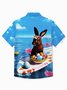 Royaura® Men's Hawaiian Shirt Surf Bunny Print Oversized Stretch Aloha Shirt