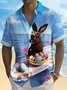 Royaura® Men's Hawaiian Shirt Surf Bunny Print Oversized Stretch Aloha Shirt