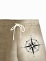 Royaura® Vintage Compass Gradient Print Men's Drawstring Elastic Board Shorts