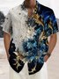 Royaura® Vintage Floral Art Print Men's Button Pocket Short Sleeve Shirt