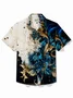 Royaura®  Vintage Floral Art Print Men's Button Pocket Short Sleeve Shirt