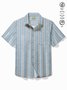 Royaura® Basic Striped Men's Hawaiian Shirt Stretch Easy Care Pocket Camping Shirt Large Tall