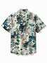 Royaura® Retro Men's Hawaiian Shirt Floral Abstract Textured Seersucker Wrinkle Free Pocket Camp Shirt