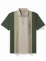 Royaura® Retro Bowling Structure Geometric Print Men's Lapel Button Pocket Short Sleeve POLO Shirt