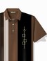 Royaura® Retro Bowling Structure Geometric Print Men's Lapel Button Pocket Short Sleeve POLO Shirt