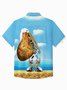 Royaura® World Oceans Day Men's Hawaiian Shirt Stop Ocean Plastic Pollution Seabird Print Pocket Camping Shirt