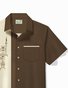 Royaura® Retro Bowling Men's Hawaiian Shirt Cartoon Line Print Pocket Camping Shirt