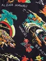 Royaura® Customized Hawaii Japanese Style Poster Print Men's Hawaiian Shirt Stretch Pocket Camping Shirt Big Tall
