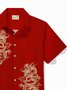 Royaura® Vintage Japanese Dragon Men's Hawaiian Shirt Wrinkle Free Seersucker Camp Button Shirt Big Tall