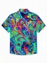 Royaura® Vintage 60's Psychedelic Art Men's Hawaiian Shirt Abstract Marble Textured Pocket Camp Shirt Big Tall