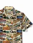 Royaura® Retro Men's Hawaiian Shirt Car Print Pocket Camping Shirt