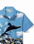Royaura® World Oceans Day Men's Hawaiian Shirt Stop Ocean Plastic Pollution Whale Print Pocket Camping Shirt