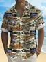 Royaura® Retro Men's Hawaiian Shirt Car Print Pocket Camping Shirt