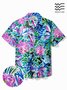 Royaura® Beach Vacation Men's Hawaiian Shirt Artistic Floral Stretch Pocket Wrinkle Free Seersucker Camp Shirt Big Tall