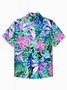 Royaura® Beach Vacation Men's Hawaiian Shirt Artistic Floral Stretch Pocket Wrinkle Free Seersucker Camp Shirt Big Tall