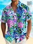 Royaura® Beach Vacation Men's Hawaiian Shirt Artistic Floral Stretch Pocket Wrinkle Free Seersucker Camp Shirt Big Tall