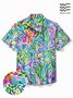 Royaura® Beach Vacation Men's Hawaiian Shirt Artistic Floral Stretch Pocket Wrinkle Free Seersucker Camp Shirt Big Tall