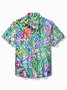 Royaura® Beach Vacation Men's Hawaiian Shirt Artistic Floral Stretch Pocket Wrinkle Free Seersucker Camp Shirt Big Tall