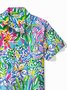 Royaura® Beach Vacation Men's Hawaiian Shirt Artistic Floral Stretch Pocket Wrinkle Free Seersucker Camp Shirt Big Tall