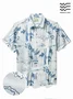 Royaura Vintage Oriental Leaves White Men's Hawaiian Shirt Koi Wrinkle Free Seersucker Pocket Button Shirt Big Tall