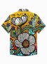 Royaura® Hawaiian Botanical Pua Kala Art Oil Painting Print Men's Button Pocket Short Sleeve Shirt