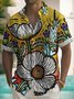 Royaura® Hawaiian Botanical Pua Kala Art Oil Painting Print Men's Button Pocket Short Sleeve Shirt