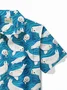 Royaura®Hawaiian Monk Seal Dolphin Print Men's Button Pocket Short Sleeve Shirt