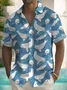 Royaura®Hawaiian Monk Seal Dolphin Print Men's Button Pocket Short Sleeve Shirt