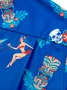Royaura® Hawaiian Tiki Print Men's Button Pocket Short Sleeve Shirt