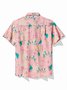 Royaura®Hawaii Flamingo Botanical Print Men's Button Pocket Shirt