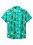 Royaura Retro Geometric Tiki Print Men's Button Pocket Short Sleeve Shirt