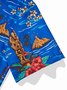 Royaura Hawaiian Plant TIKI Print Men's Button Pocket Short Sleeve Shirt