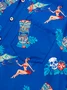Royaura® Hawaiian Tiki Print Men's Button Pocket Short Sleeve Shirt