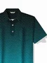 Royaura® Retro Gradient Stripe Print Men's Button-Down Short-Sleeved Polo Shirt