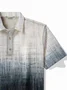 Royaura® Retro Gradient Textured Print Men's Button Short Sleeve Polo Shirt