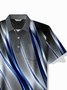 Royaura® Retro Gradient Geometric Art Print Men's Button Short Sleeve Polo Shirt