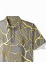 Royaura®Hawaiian Gradient Plant Leaves Printed Men's Button Short Sleeve POLO Shirt