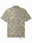 Royaura®Hawaiian Gradient Plant Leaves Printed Men's Button Short Sleeve POLO Shirt