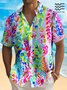 Beach Vacation Men's Hawaiian Shirt Artistic Floral Stretch Pocket Wrinkle Free Seersucker Camp Shirt Big Tall