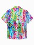 Beach Vacation Men's Hawaiian Shirt Artistic Floral Stretch Pocket Wrinkle Free Seersucker Camp Shirt Big Tall