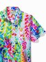 Beach Vacation Men's Hawaiian Shirt Artistic Floral Stretch Pocket Wrinkle Free Seersucker Camp Shirt Big Tall