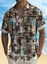 Royaura® Vintage Men's Art Shirt Abstract Plaid Pocket Camping Shirt Big Tall