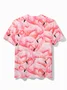 Royaura®Hawaiian Flamingo Print Men's Round Neck Short Sleeve T-Shirt