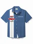 Royaura® Vintage Bowling USA Made Vintage Style Retro Garage Art Printed Chest Pocket Shirt Large Size Men's Shirt