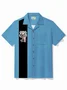Royaura® Vintage Bowling Route 66 Fill Her Up Pinup GirlPrint Chest Pocket Shirt Plus Size Men's Shirt