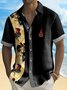 Royaura® Vintage Bowling Rooster Tattoo Designs Printed Chest Pocket Shirt Plus Size Men's Shirt