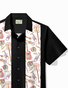 Royaura®  Men's Vintage Bowling Instrument Guitar Print Casual Hawaiian Short Sleeve Shirt