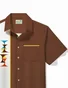 Royaura® Vintage Men's Bowling Medieval Geometric Art Print Shirt Stretch Pocket Camping Shirt Big Tall