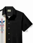 Royaura® Vintage Eyeball Pinstripe Panel BowLing Printed Chest Pocket Shirt Plus Size Men's Shirt